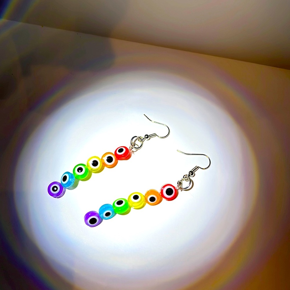 Rainbow Evil Eye Earring